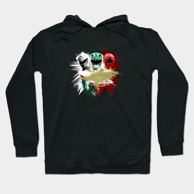 Tommy - White, Green & Red Ranger Hoodie by Designsbytopher